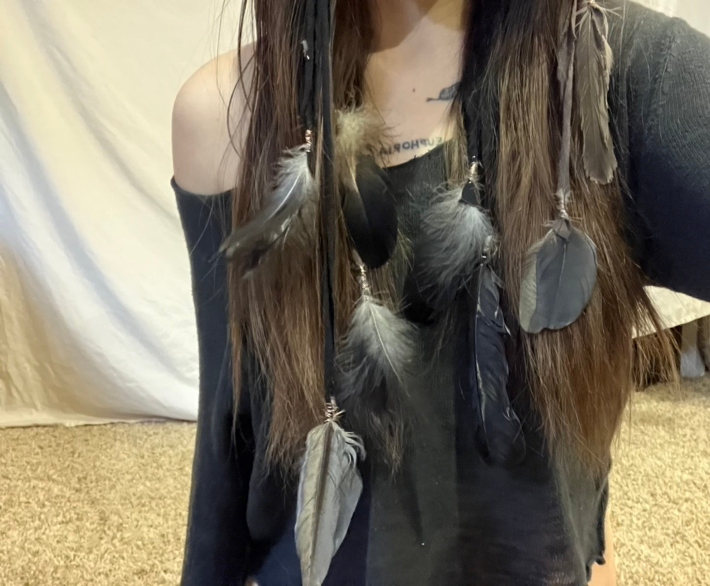 raven feather hair clip in